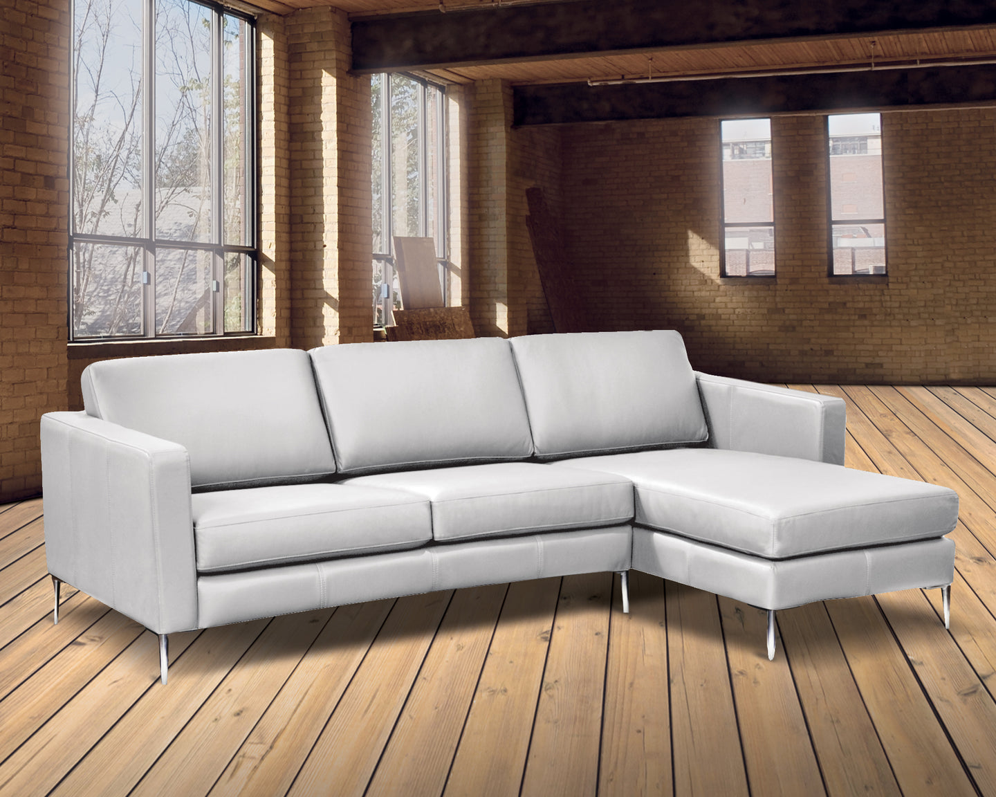 Andrea Leather Sofa Chaise